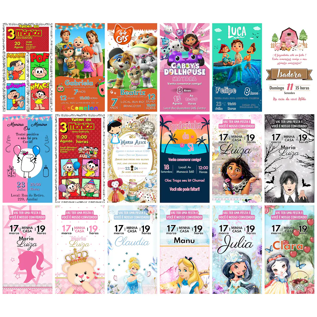Pack Canva Convites Digitais Templates Editáveis 20 Artes 1
