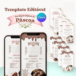 Cardápio de Páscoa Templates Editáveis no Canva