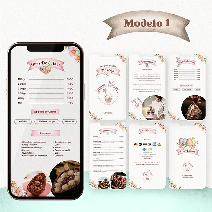 Cardápio de Páscoa Templates Editáveis no Canva 1