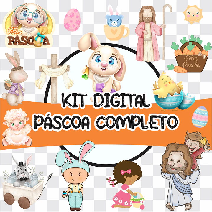 Kit Digital Páscoa Completo sem fundo Png 1