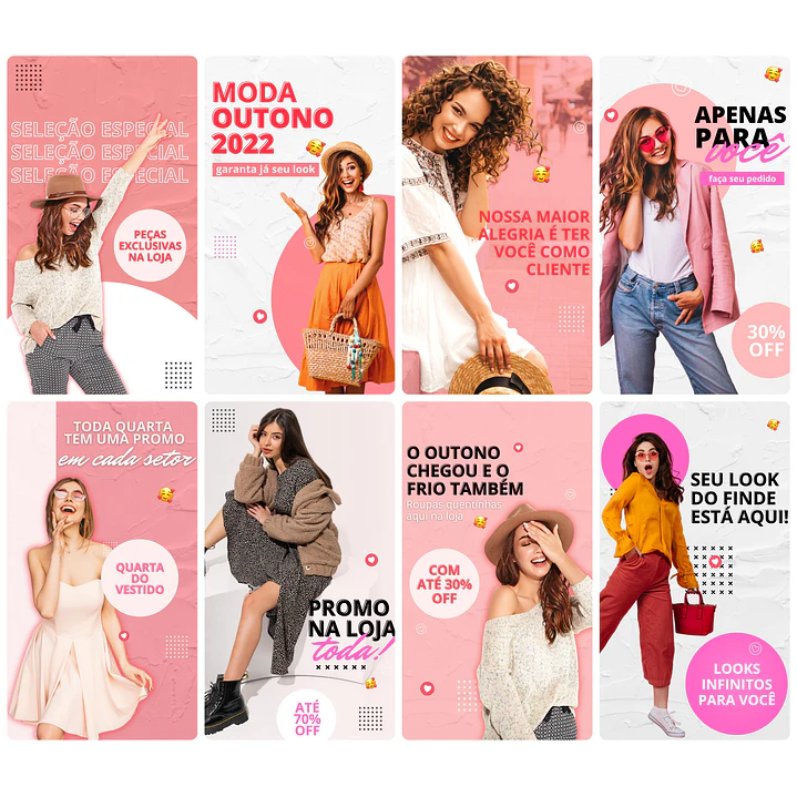Pack Canva Loja de Roupas Templates Editável 30 Artes Storie + Bônus 1