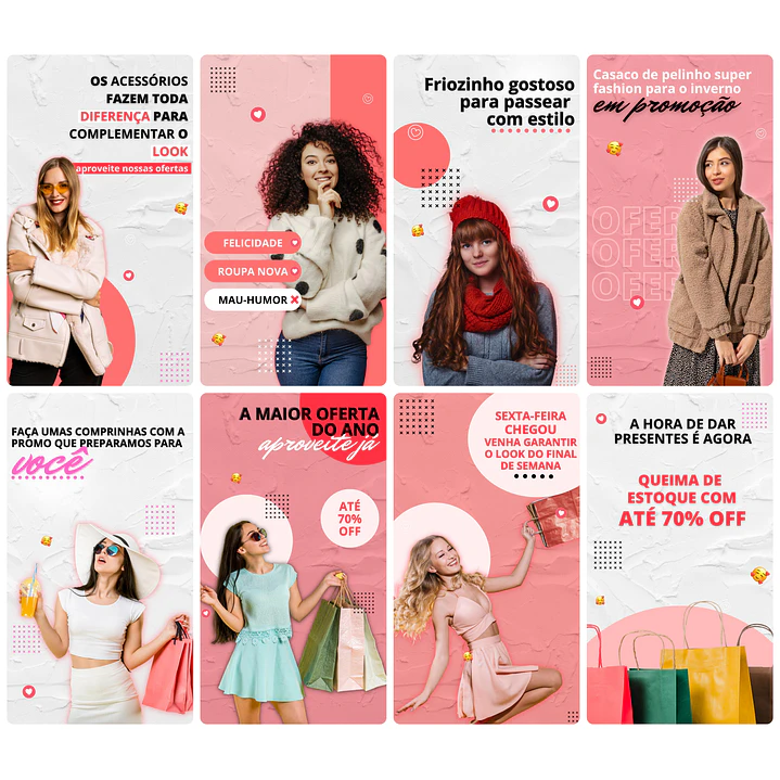 Pack Canva Loja de Roupas Templates Editável 30 Artes Storie + Bônus 2
