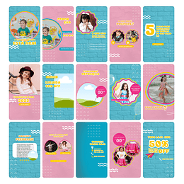 Pack Canva Loja de Roupa Infantil Kids Template Editável 30 Artes Animados Storie + Bônus