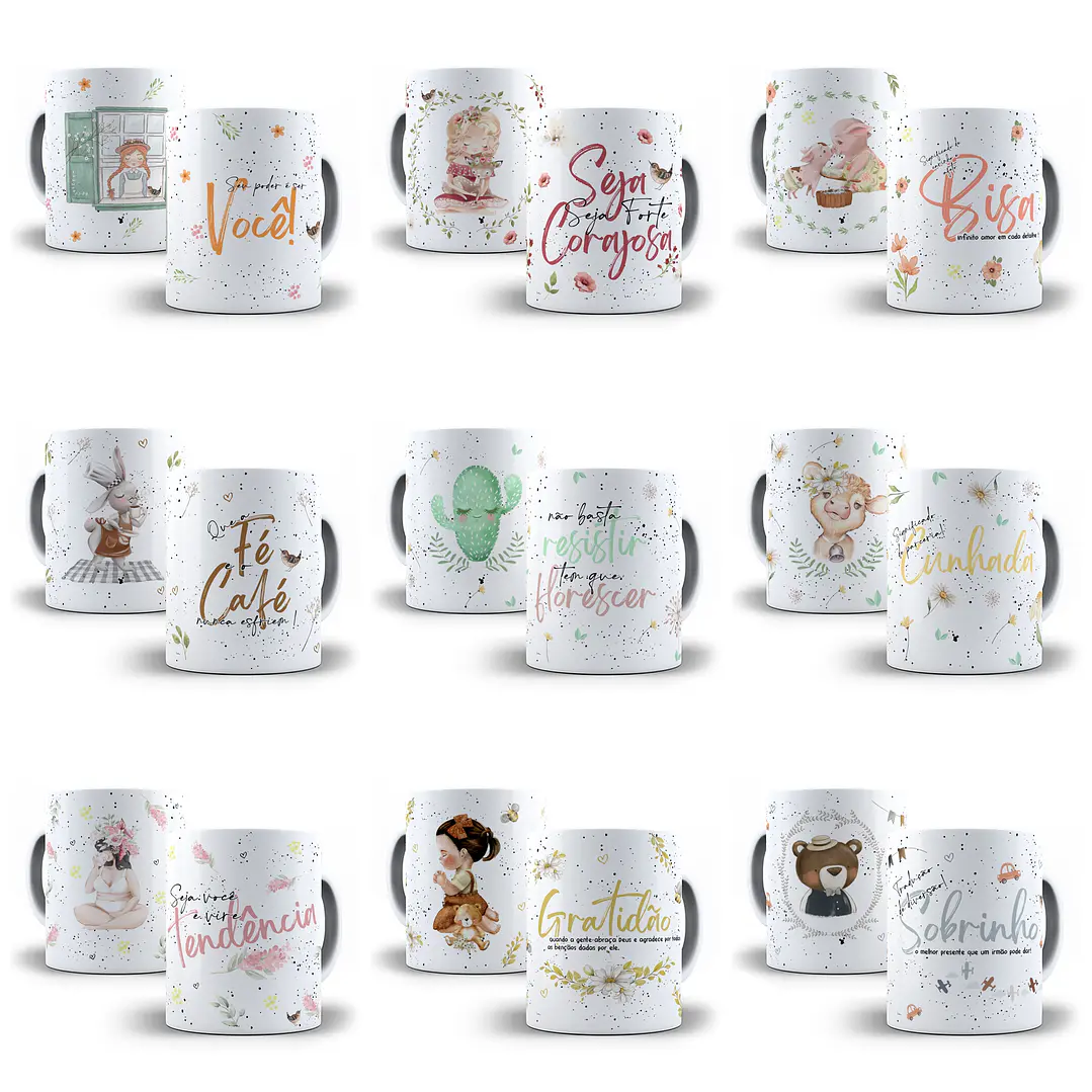 18 Artes Caneca Afeto Editável em Corel Draw 2