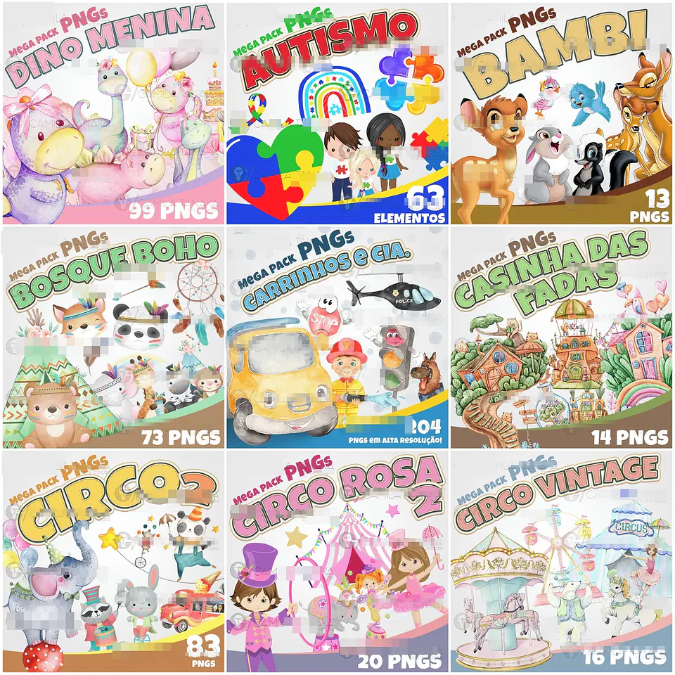 42 Kits Digital Temas Aleatórios + Aquarelados em Png  1