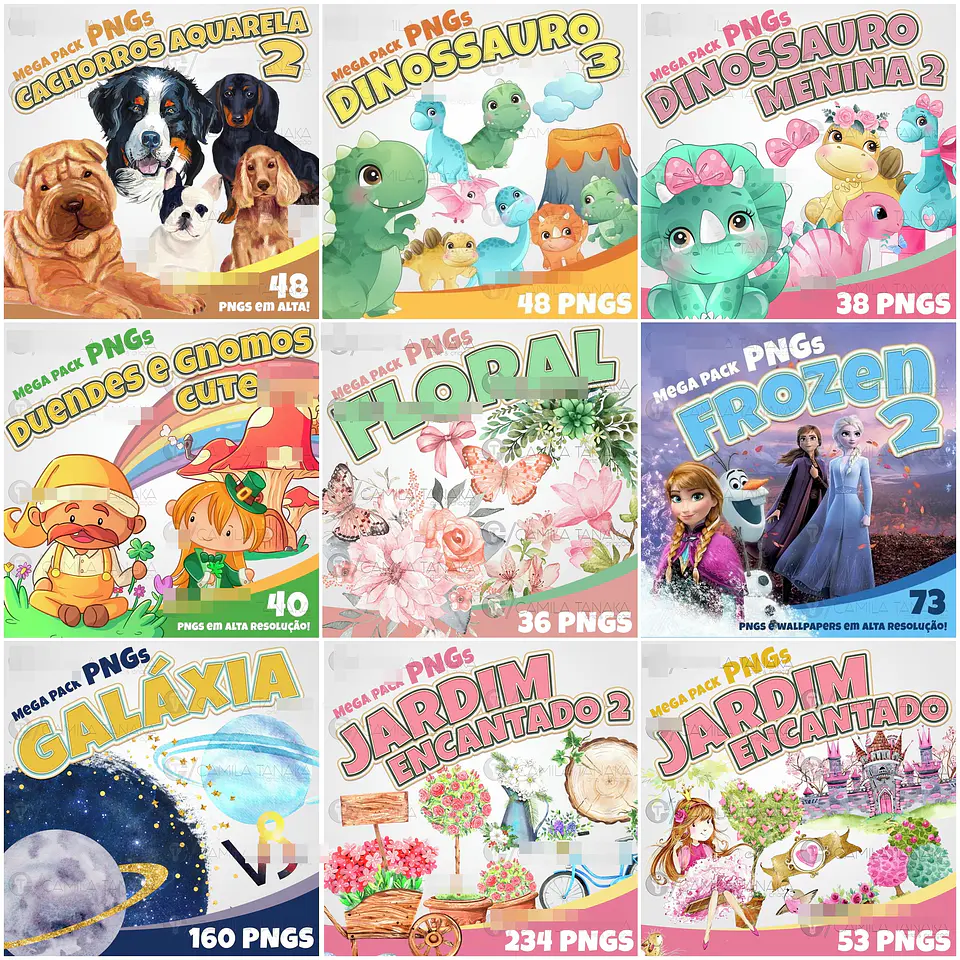 42 Kits Digital Temas Aleatórios + Aquarelados em Png  3