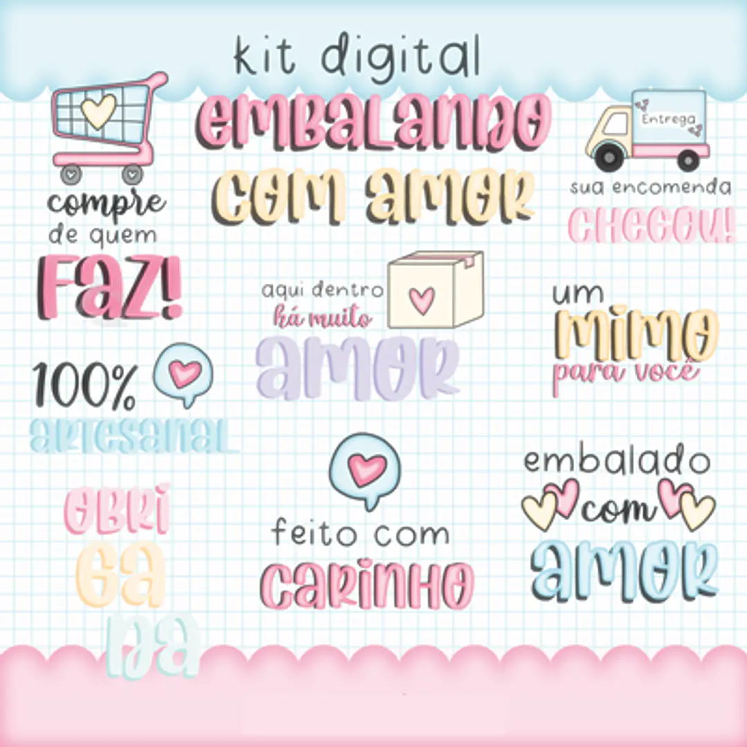 Kit Digital Embalagem Enviando com Amor em Png 3