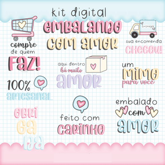 Kit Digital Embalagem Enviando com Amor em Png