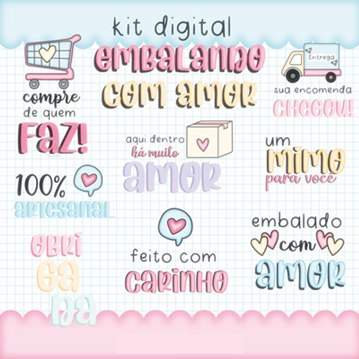 Kit Digital Embalagem Enviando com Amor em Png 3