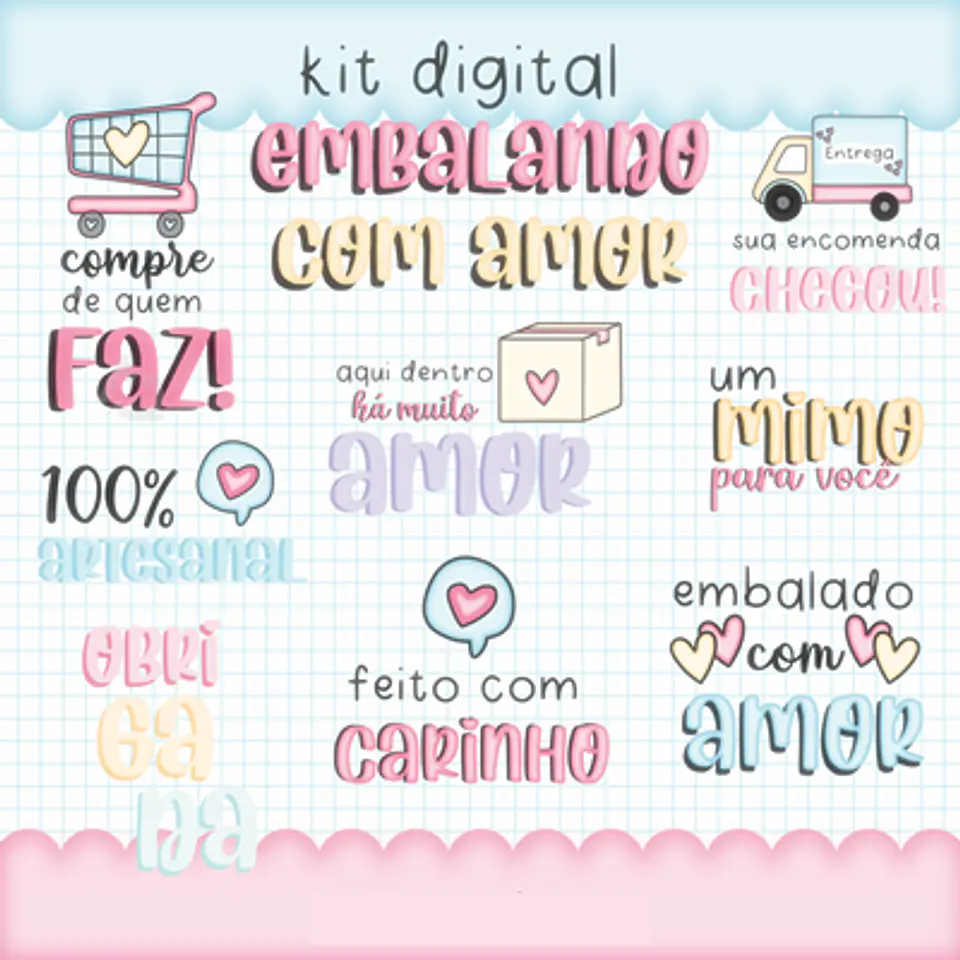 Kit Digital Embalagem Enviando com Amor em Png 3