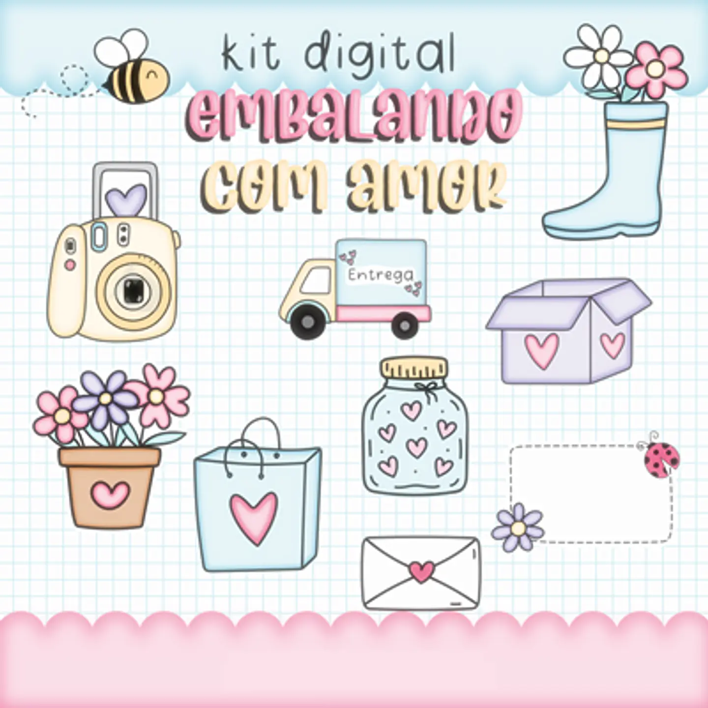 Kit Digital Embalagem Enviando com Amor em Png 4