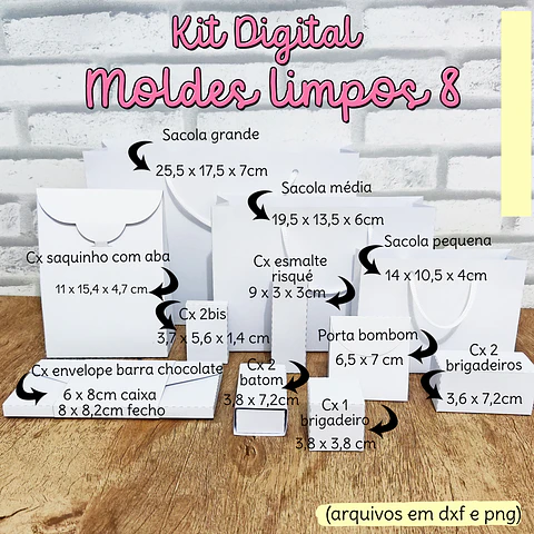 8 Moldes Limpos para Caixinhas em Dxf e Jpg