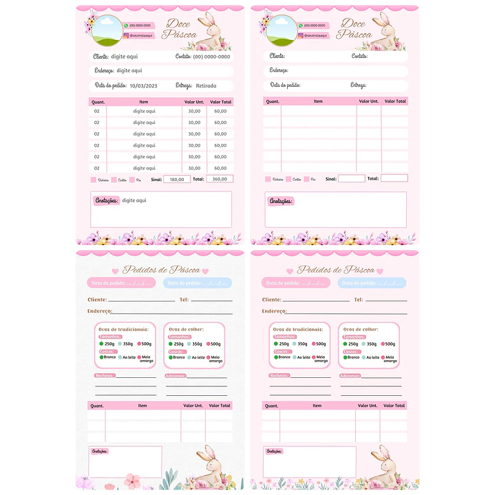 Super Combo Cardápios de Páscoa Templates Editáveis no Canva 5