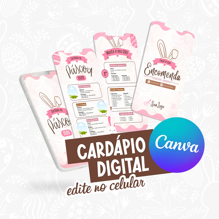 Super Combo Cardápios de Páscoa Templates Editáveis no Canva 1