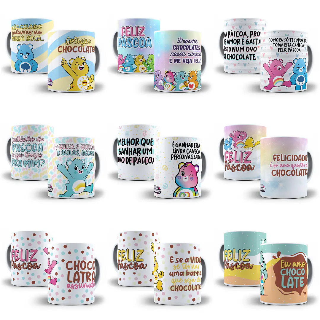 12 Artes para Caneca Páscoa Ursinhos Carinhosos em Jpg  1