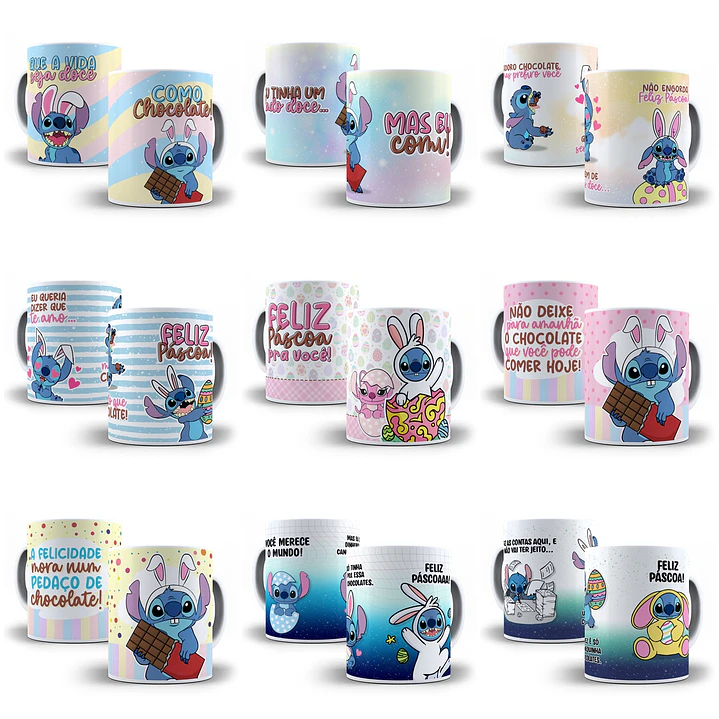 9 Artes para Caneca Stitch Pascoa Arquivos em Jpg 1