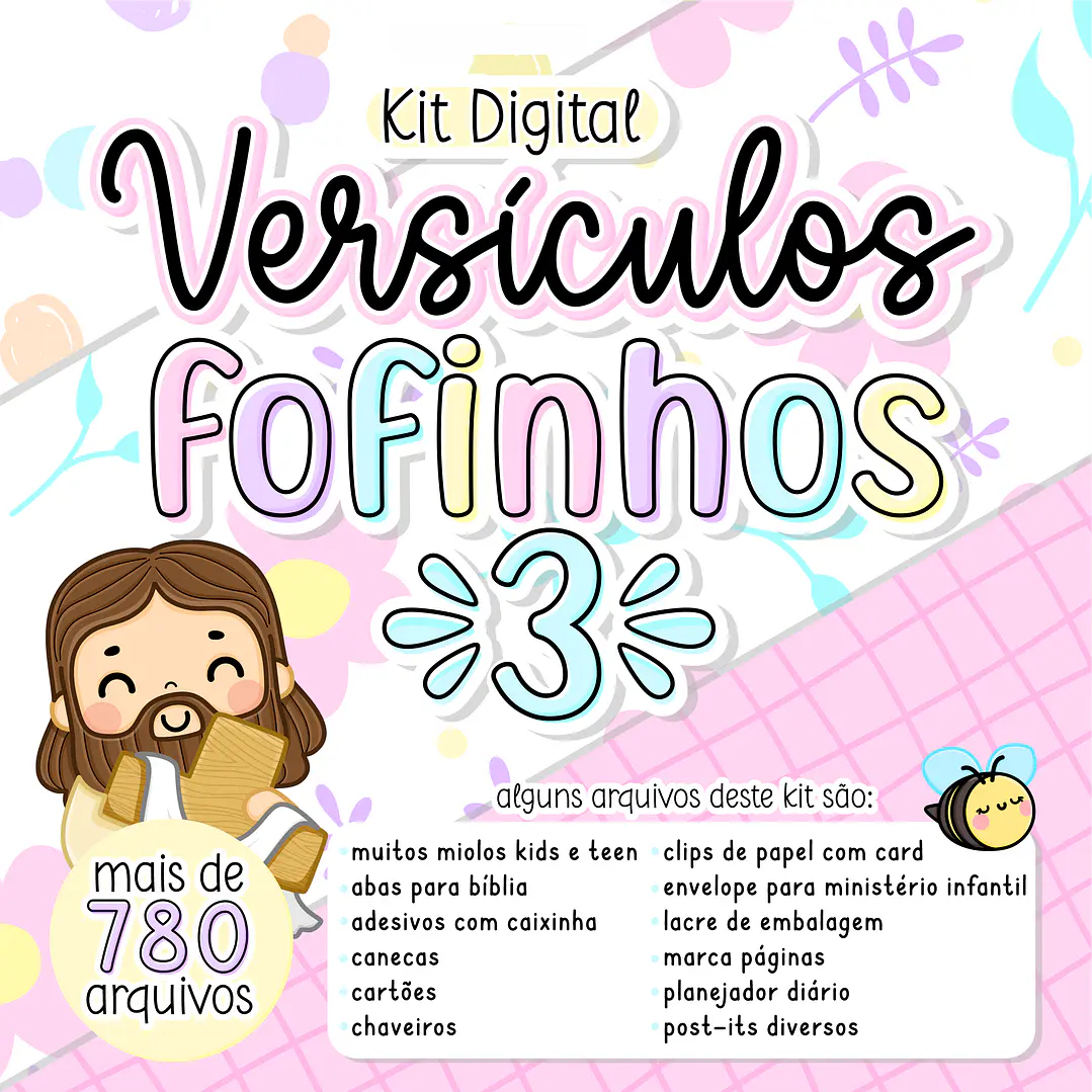 Kit Digital Versículos Fofinhos 3 em Png 1