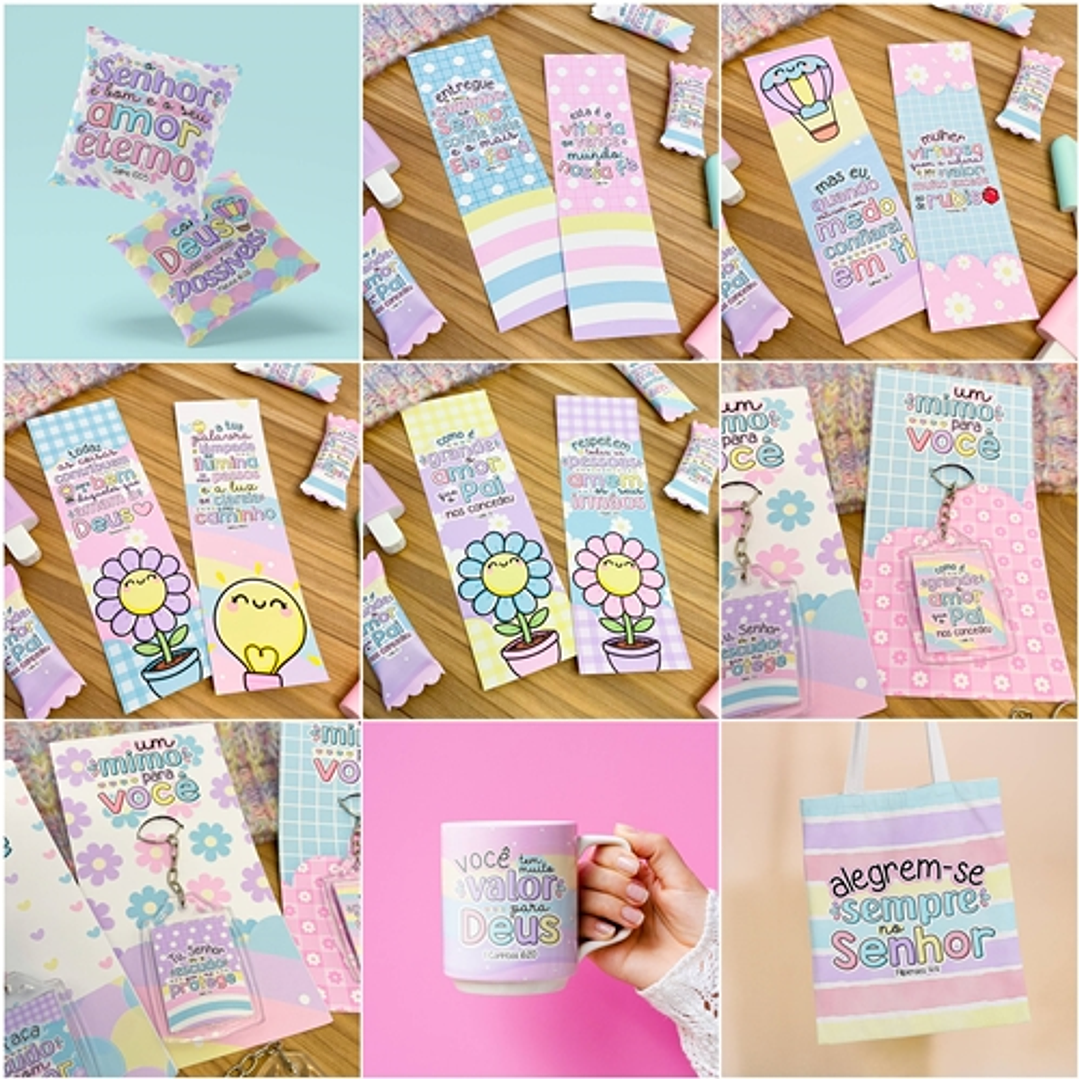 Kit Digital Versículos Fofinhos Completo em Png 9