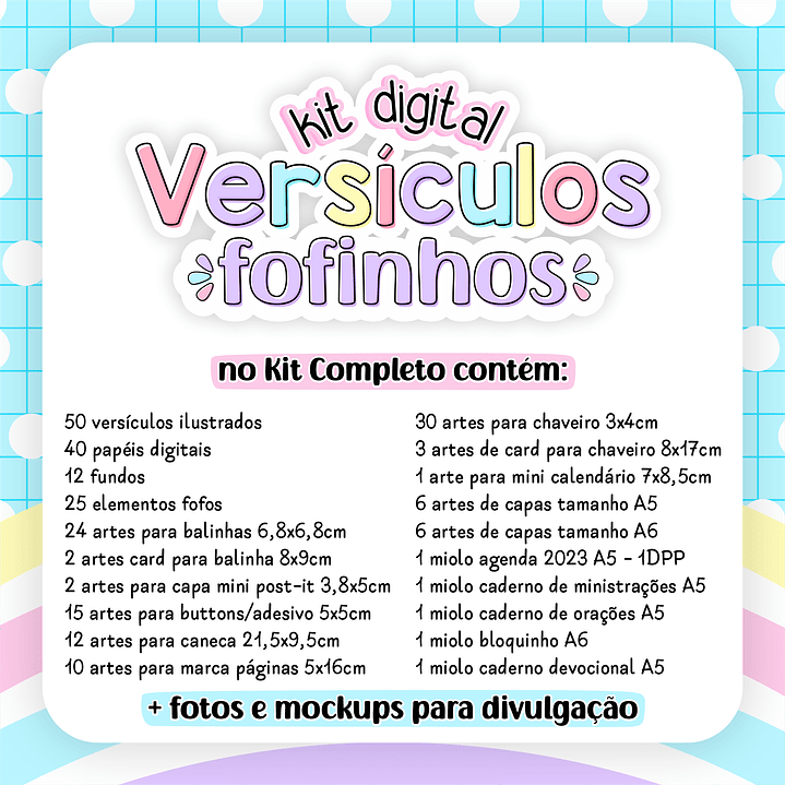 Kit Digital Versículos Fofinhos Completo em Png 2