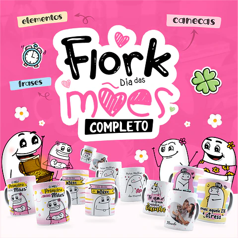 128 Artes para Caneca Flork Dia das Mães Arquivos Png