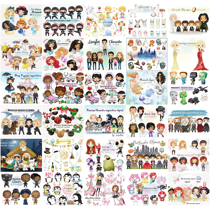 Mega Pacotão Aquarelados Temas diversos em Png 1