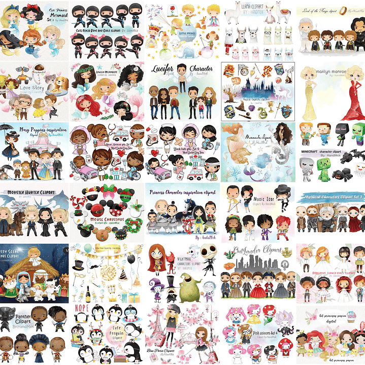 Mega Pacotão Aquarelados Temas diversos em Png 1