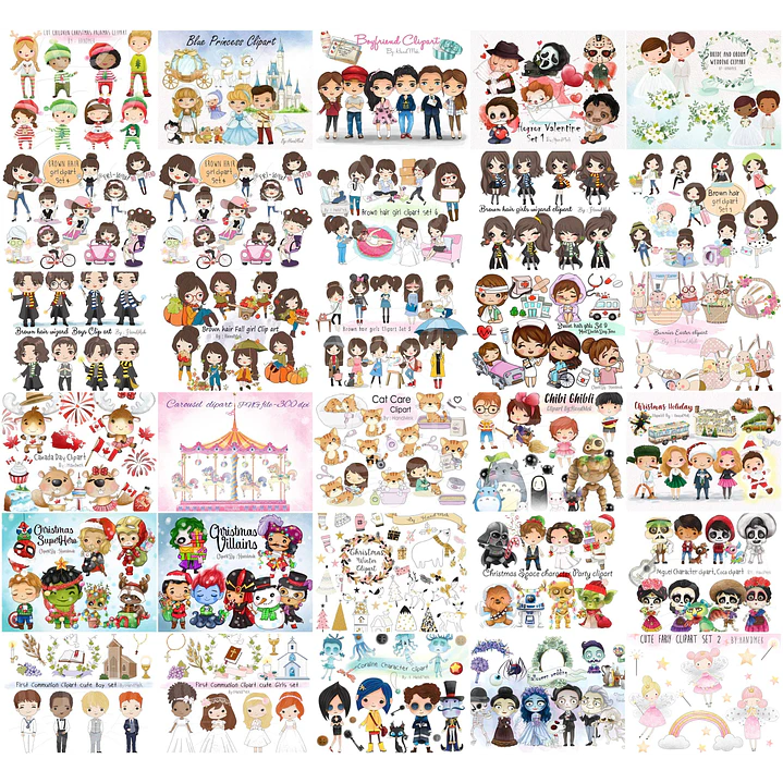 Mega Pacotão Aquarelados Temas diversos em Png 3