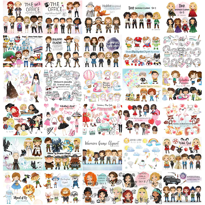 Mega Pacotão Aquarelados Temas diversos em Png 6
