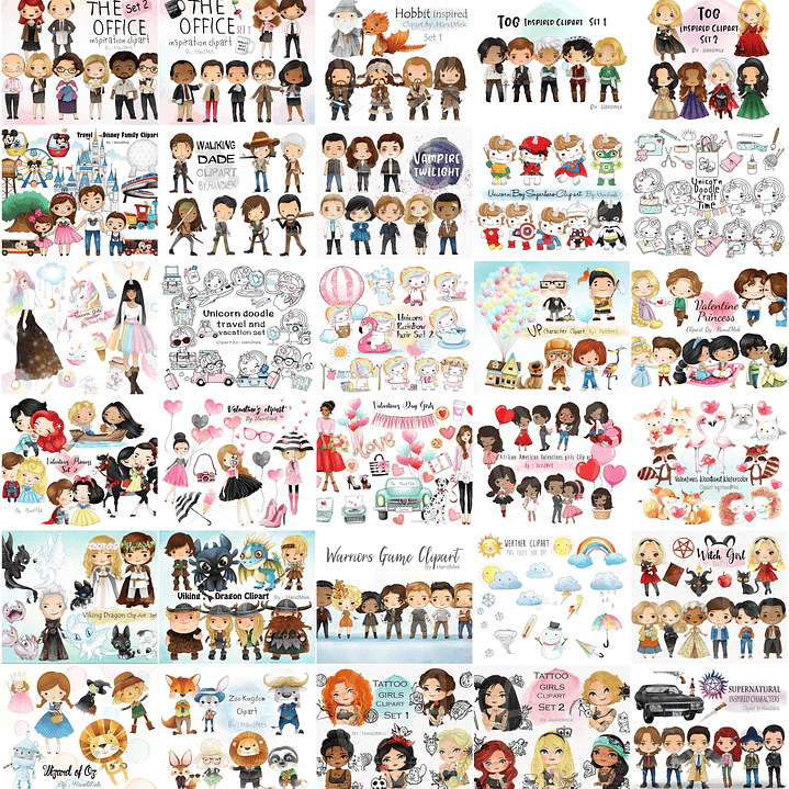 Mega Pacotão Aquarelados Temas diversos em Png 6