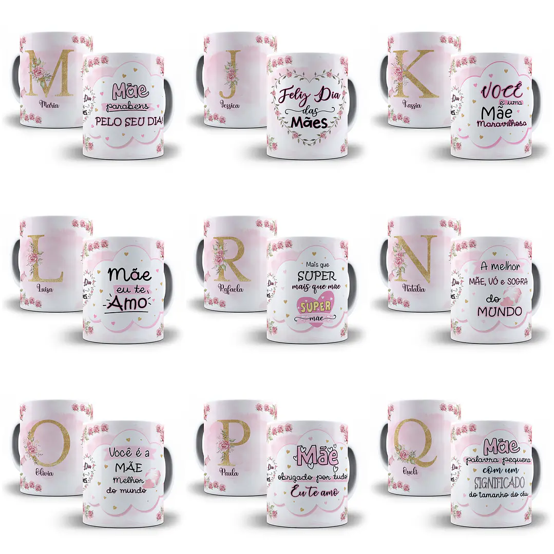 26 Artes para Caneca Alfabeto Dia das Mães em Corel Draw  1