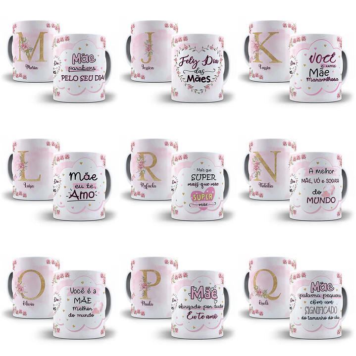 26 Artes para Caneca Alfabeto Dia das Mães em Corel Draw  1