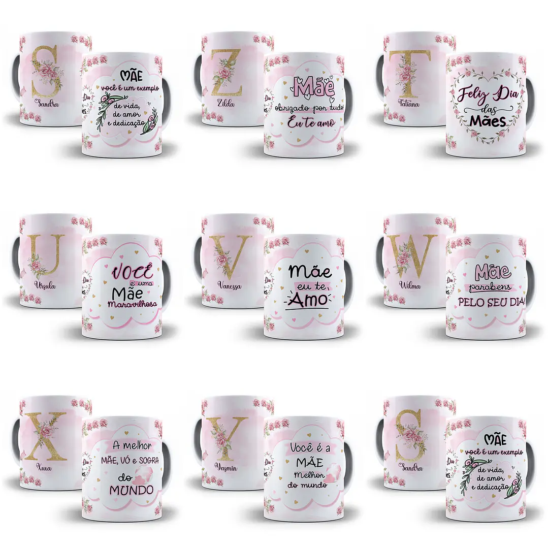 26 Artes para Caneca Alfabeto Dia das Mães em Corel Draw  2