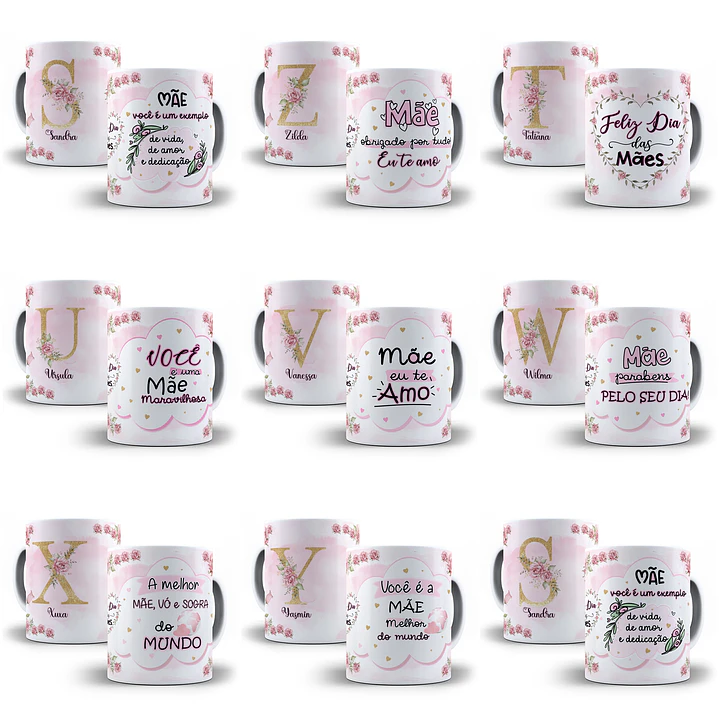 26 Artes para Caneca Alfabeto Dia das Mães em Corel Draw  2