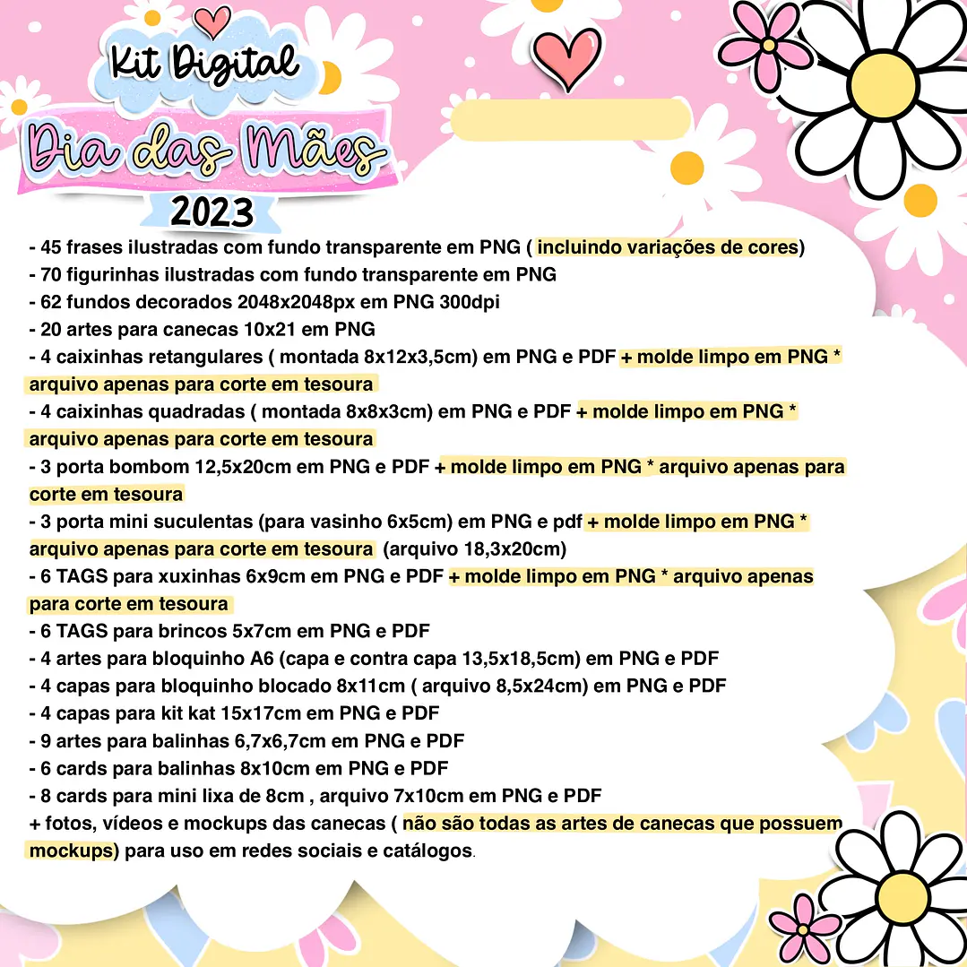Kit Digital Dia das Mães em Png  3