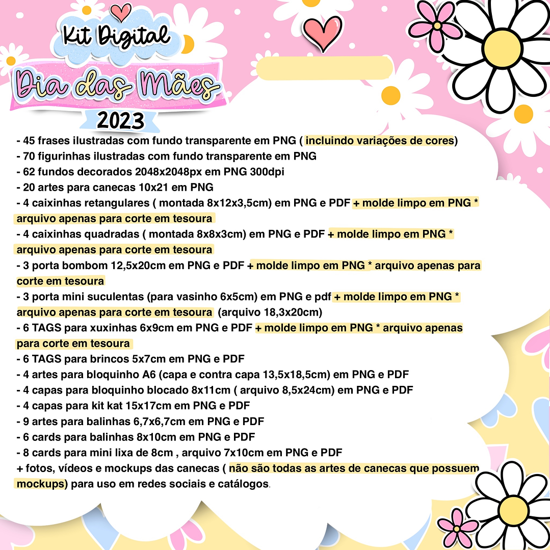 Kit Digital Dia das Mães em Png  3