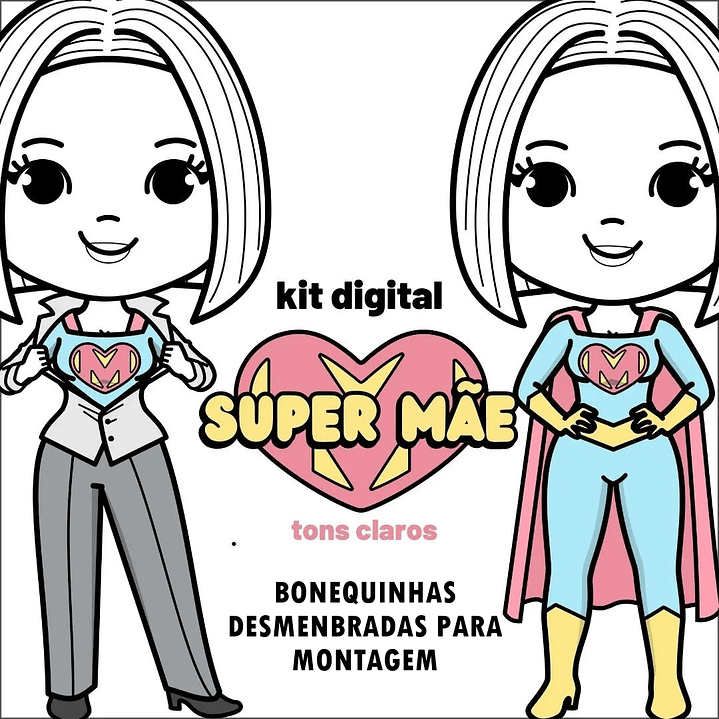 Kit Digital Dia das Mães Super Heroínas para Montar em Png 2