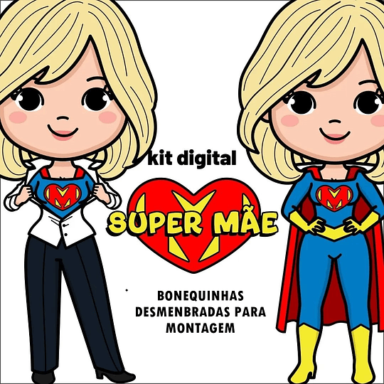 Kit Digital Dia das Mães Super Heroínas para Montar em Png