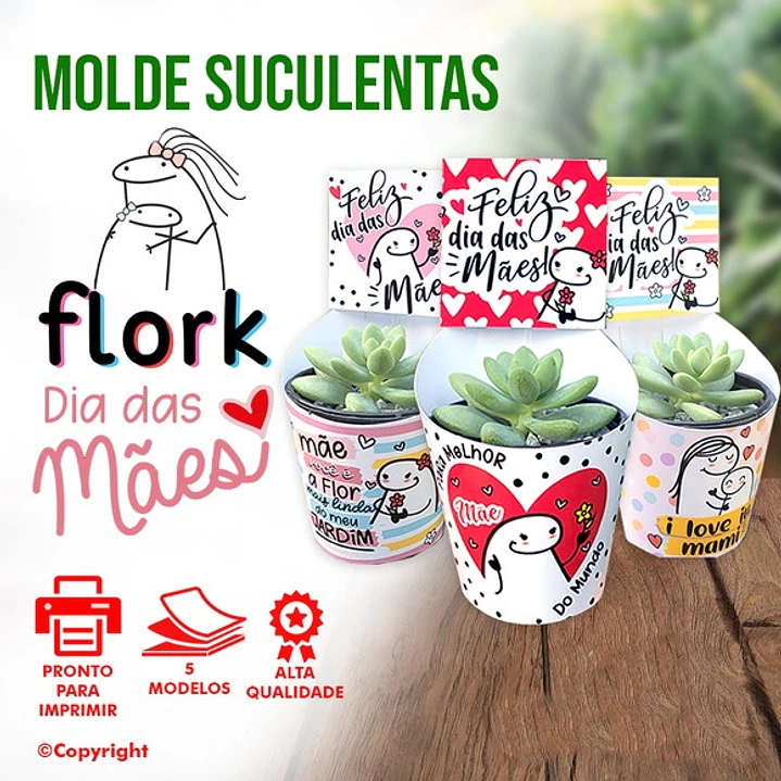 10 Moldes para Suculentas Dia das Mães em Pdf 1
