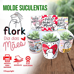10 Moldes para Suculentas Dia das Mães em Pdf