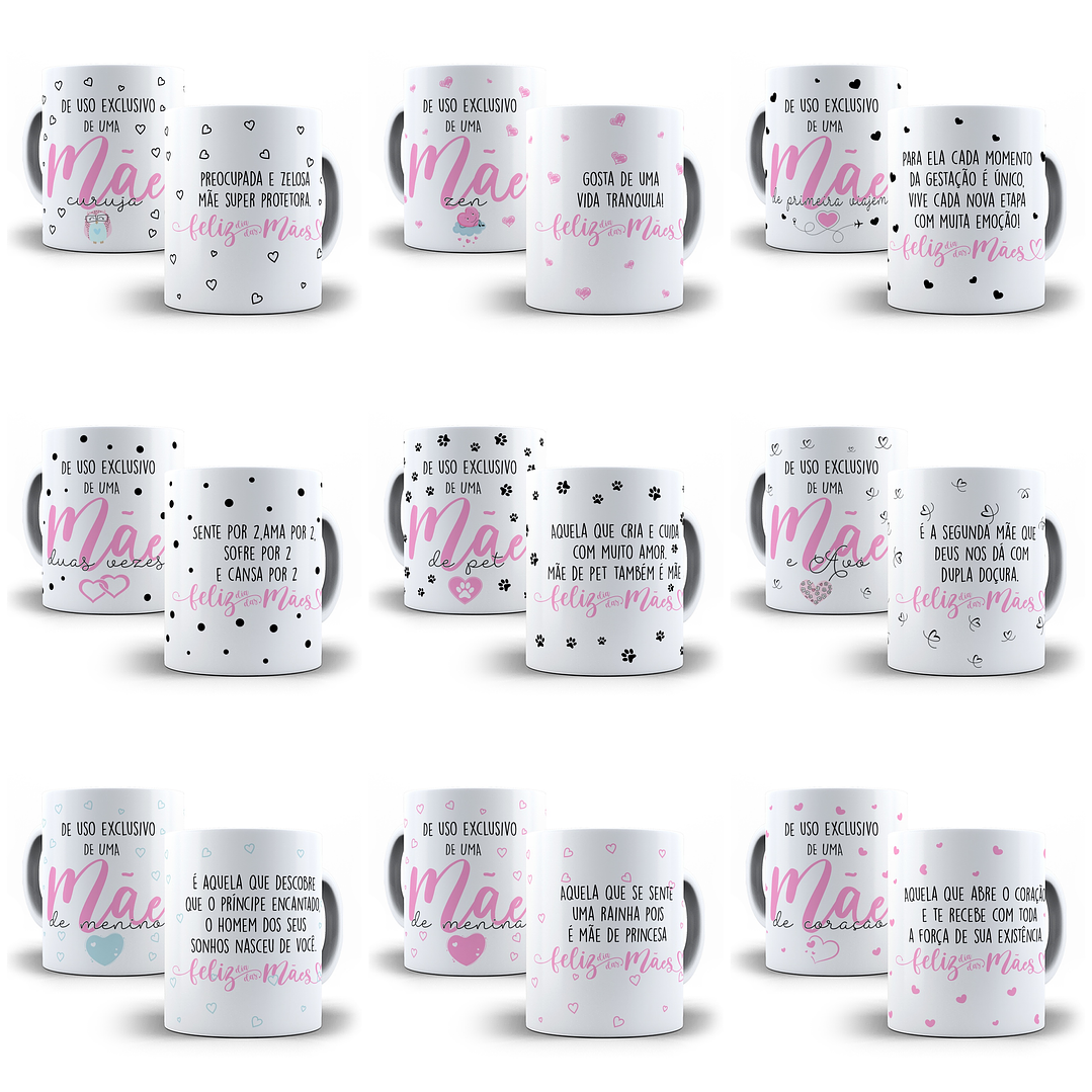 17 Artes Canecas Tipos de Mãe Arquivos em CorelDraw 2