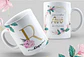 26 Artes Canecas Alfabeto Floral Dourado Arquivos em Jpg - Thumbnail 1