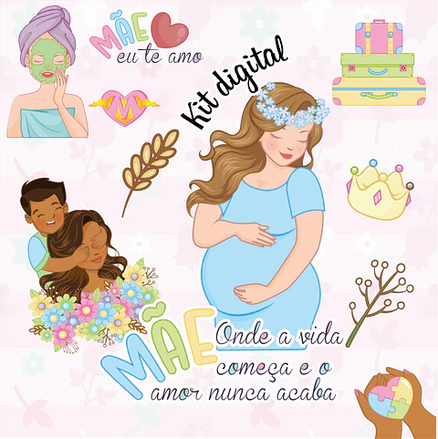 Kit Digital Dia das Mães M6 em Png 