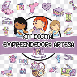 Kit Digital Artesã Empreendedora Criativa em Png 