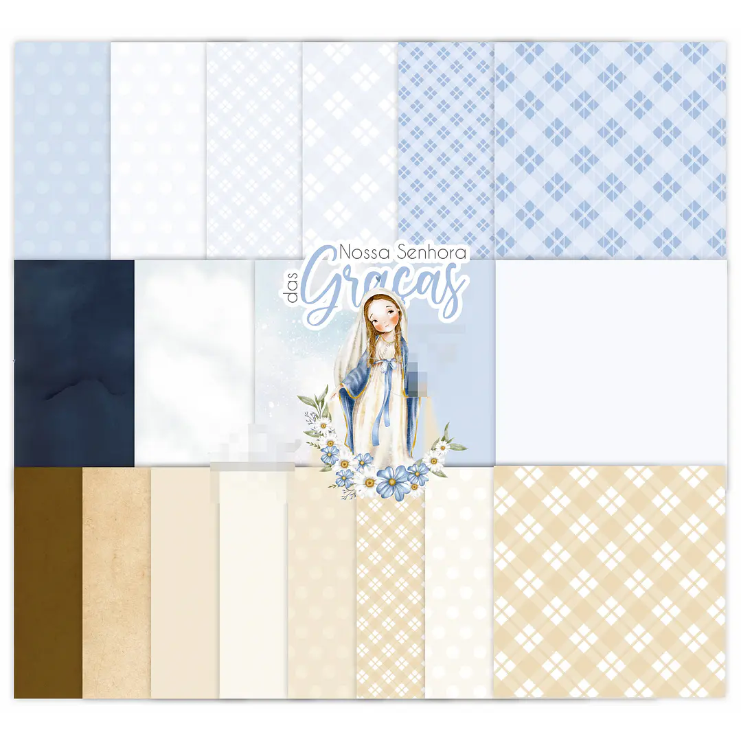 Kit Digital Nossa Senhora das Graças Aquarelado V2 em Png 1