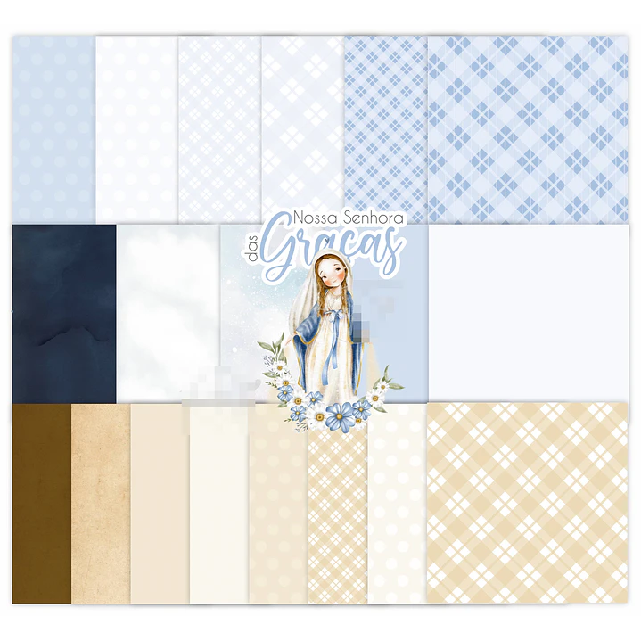 Kit Digital Nossa Senhora das Graças Aquarelado V2 em Png 1