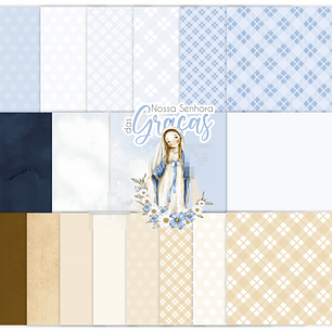 Kit Digital Nossa Senhora das Graças Aquarelado V2 em Png