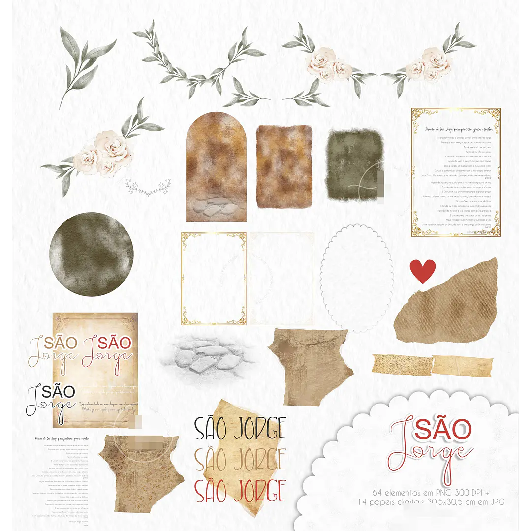 Kit Digital São Jorge Aquarelado V3 em Png 2