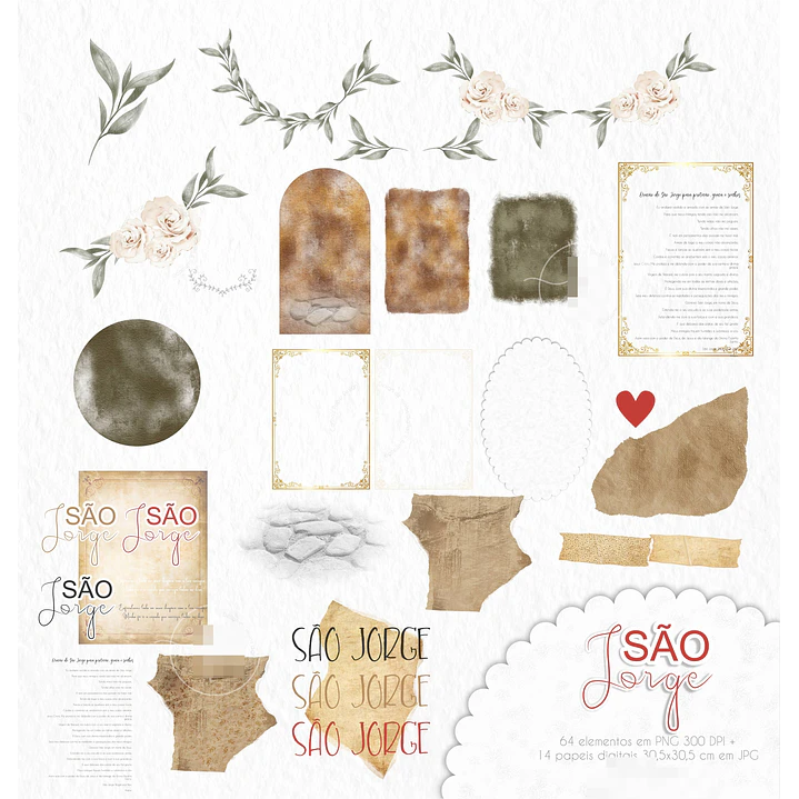 Kit Digital São Jorge Aquarelado V3 em Png 2