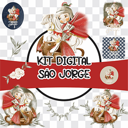 Kit Digital São Jorge Aquarelado V3 em Png