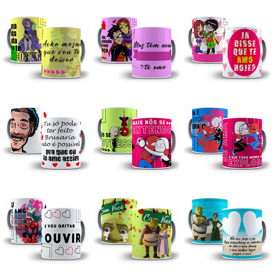 35 Artes Caneca Dia dos Namorados Editável em CorelDraw 2